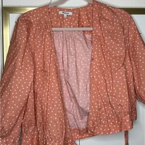 Madewell Pink Blazer with Open Front and Cropped Style